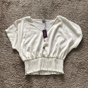 Lascana White Puff Sleeve Crop Blouse